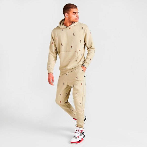 Jordan Essentials Holiday All Over Print Men's Fleece Pants Sweatpants Jogger - Picture 4 of 8